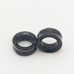 Pair of Double Flare Black Tunnels Plugs Gauges, Size 9/16" (14mm)